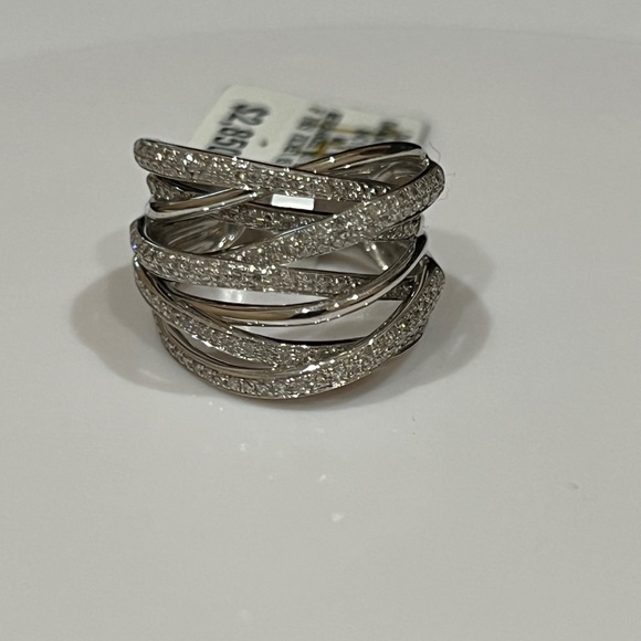 ❤️SOLD❤️ EFFY Diamond Crossover Statement Ring 3/4 ct. t.w.14K White Gold.Size 6 - Picture 11 of 17